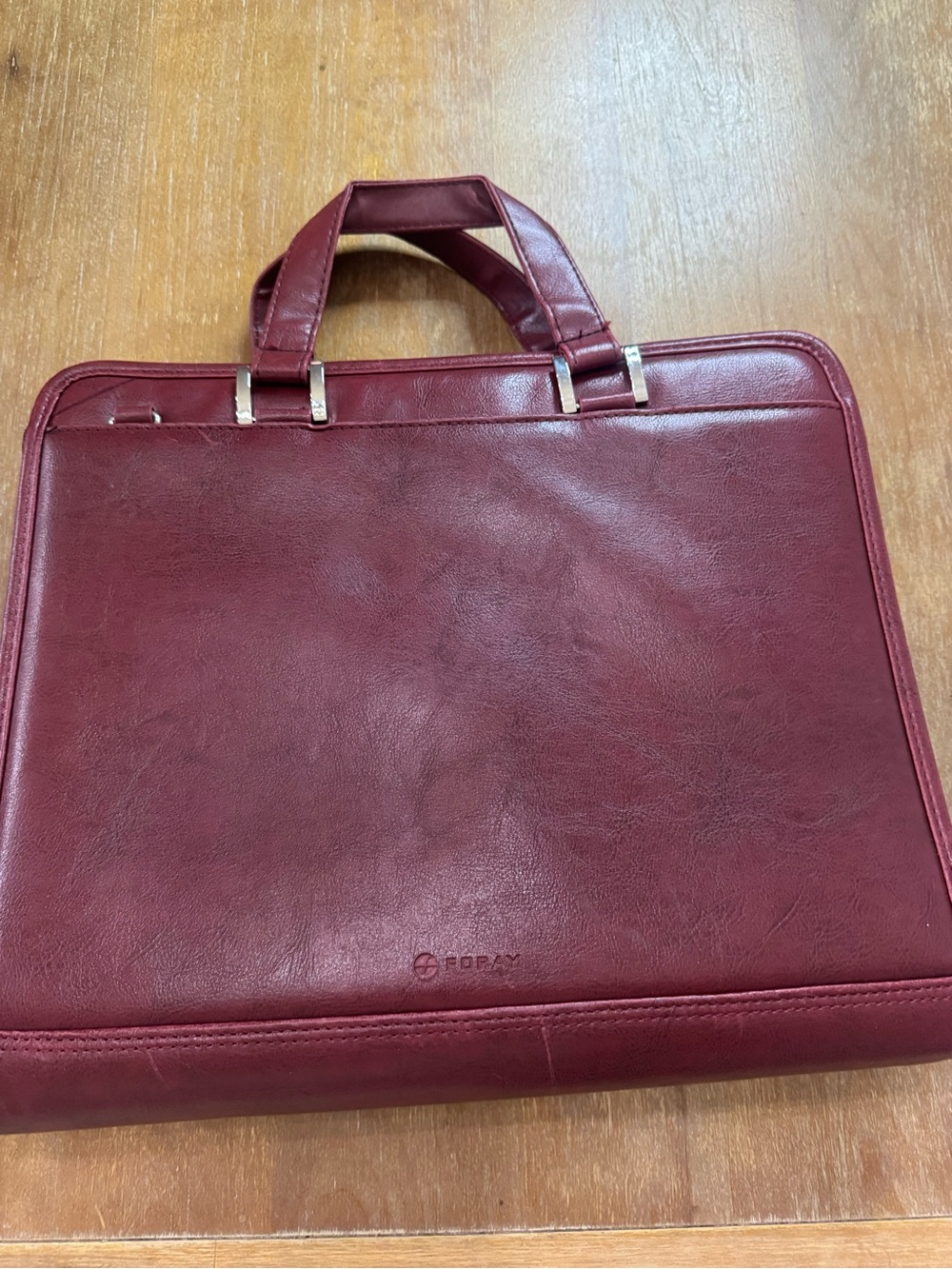 Foray Classic Maroon Faux Leather Briefcase with Top Handles